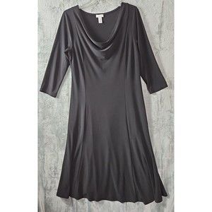 Chico's 1 Sz Med Black A Line Dress draped neck party evening cocktail
